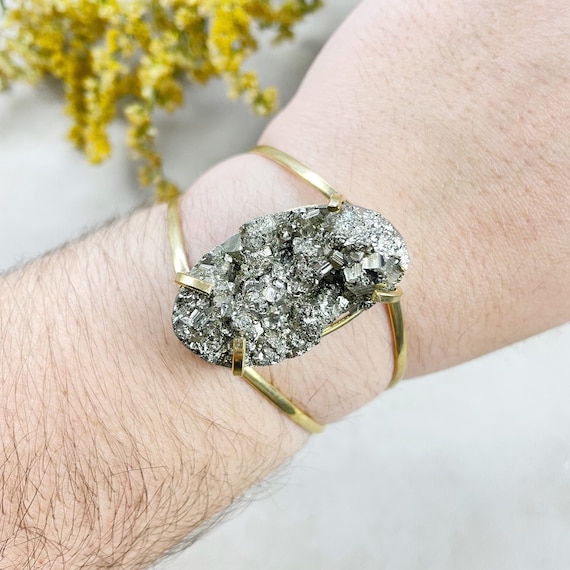 Gold Pyrite Arc Cuff Bracelet (EPJ-BCCA16-6)