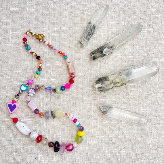 Confetti/// Colorful Crystal Gemstone Hand Knotted Beaded Necklace (DEJ-BBCA10-23)