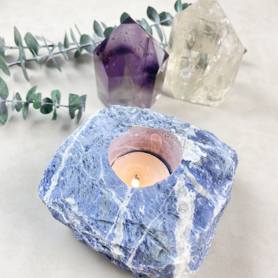 Rough Sodalite Chunk Candle Holder (EPJ-HDDA16-11)