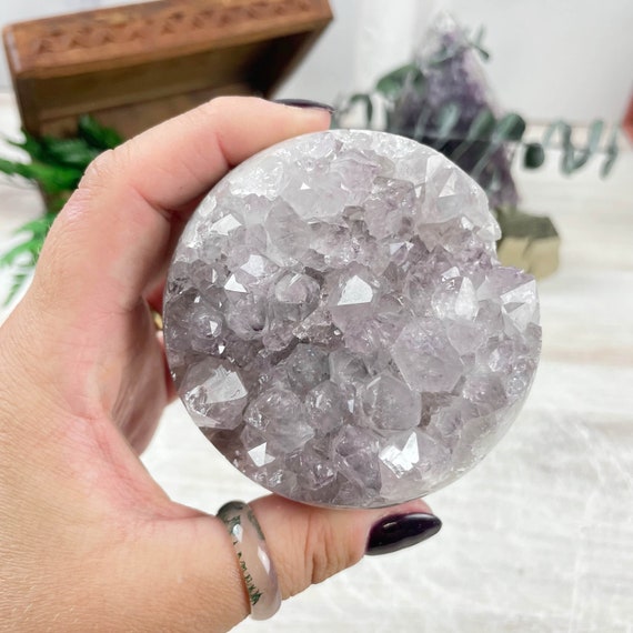 Amethyst Druzy Geode Orb, Gemstone Orb Sphere, Home Decor, Natural Gemstone Crystal Orb (EPJ-HD20AAA11-9)