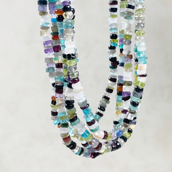 Autumn Gemma// Multi Gemstone Heishi Beaded Necklace (EPJ-NSBB13-AUM)