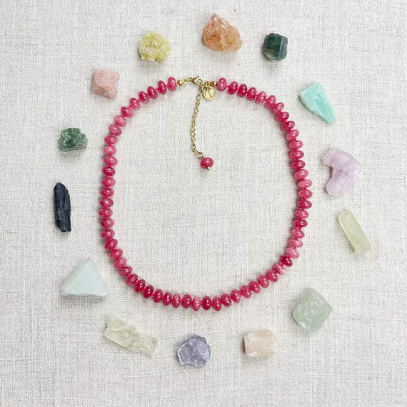 Red Jade 8mm Hand Knotted Beaded Necklace (EPJ-NSBA14-RJ)