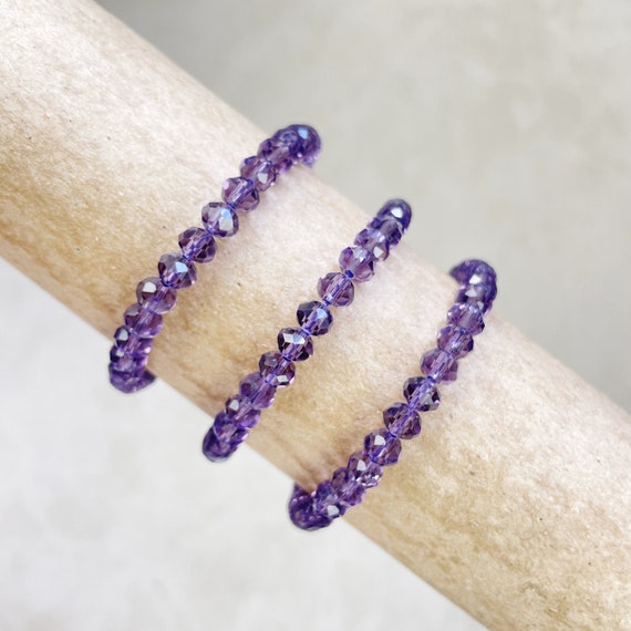 Gloria// Translucent Violet Crystal Beaded Bracelet (EPJ-BSBB12-TV)