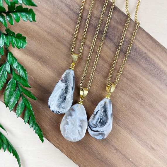 Agate Geode Drop Necklace (EPJ-NAWA40)