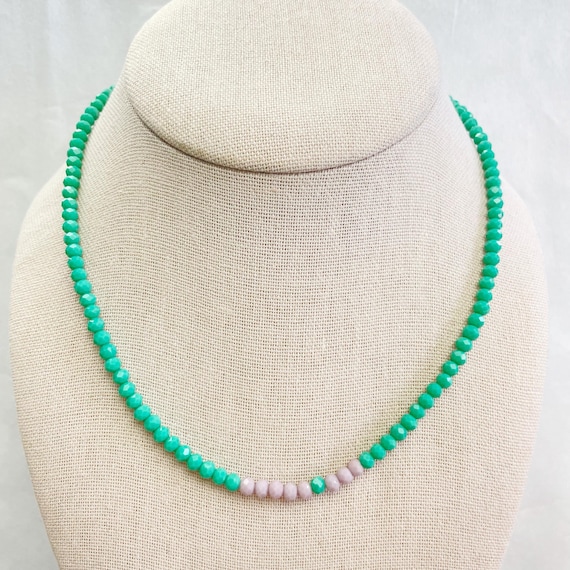 Mia// Seafoam Beaded Delicate Necklace (EPJ-NSBA11-SF)