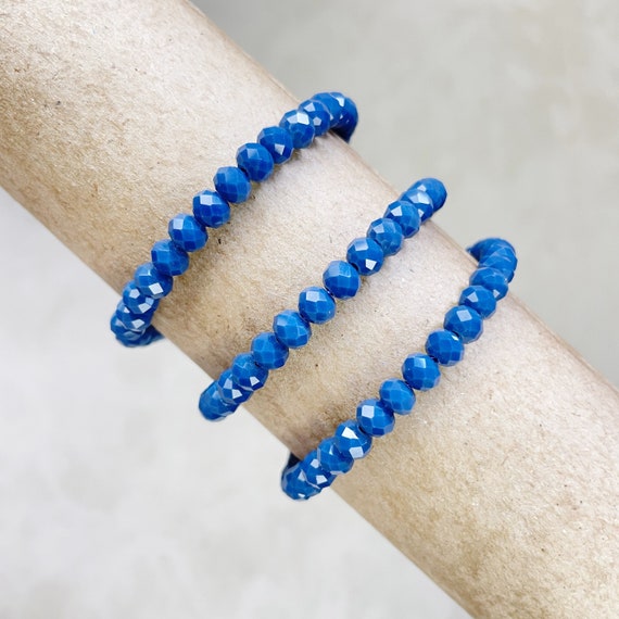 Gloria// Opaque Denim Crystal Beaded Bracelet (EPJ-BSBB12-OD)