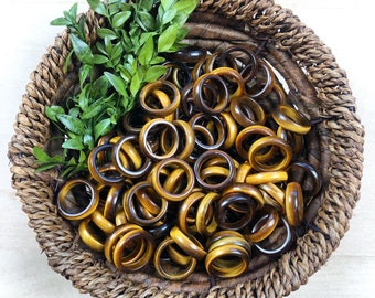 Tiger Eye 6mm Band Ring-FRAGILE- Please Read Description (EPJ-RC20CCD33)