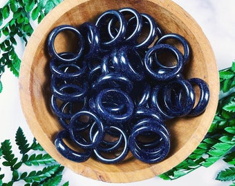 Blue Goldstone 6mm Band Ring-FRAGILE- Please Read Description  (EPJ-RC20CCD30)