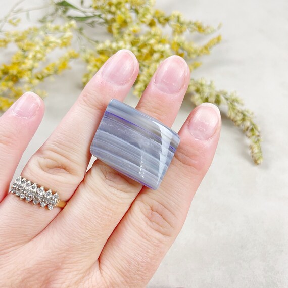 Purple Agate Cabochon Carved Stone Ring- Size 6 (EPJ-RC21AAA11-24)