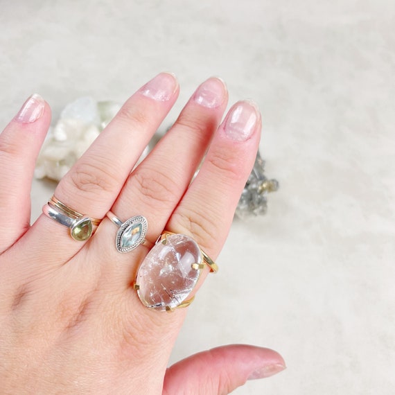 Gold Tourmalated Quartz Arc Statement Ring (EPJ-ROCA11-12)