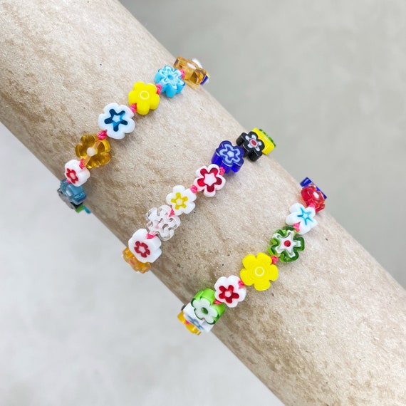 Daisy// Colorful Daisy Beaded Handknotted Bracelet (EPJ-BSBB13-MT)