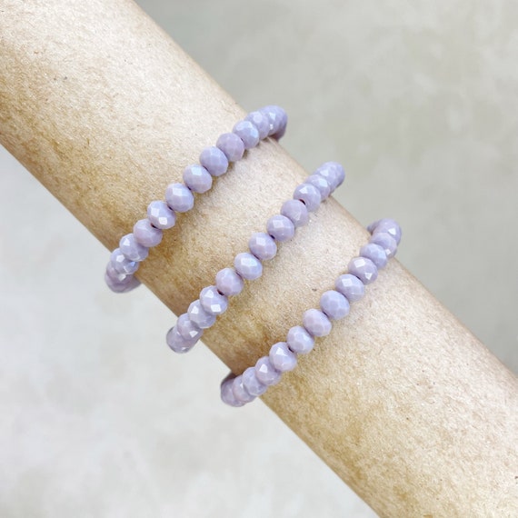 Gloria// Opaque Lavender Crystal Beaded Bracelet (EPJ-BSBB12-OL)