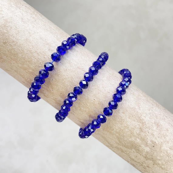 Gloria// Translucent Navy Crystal Beaded Bracelet (EPJ-BSBB12-TN)