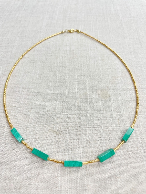 VERDA// Malachite Beaded Delicate Necklace (EPJ-NSD12)