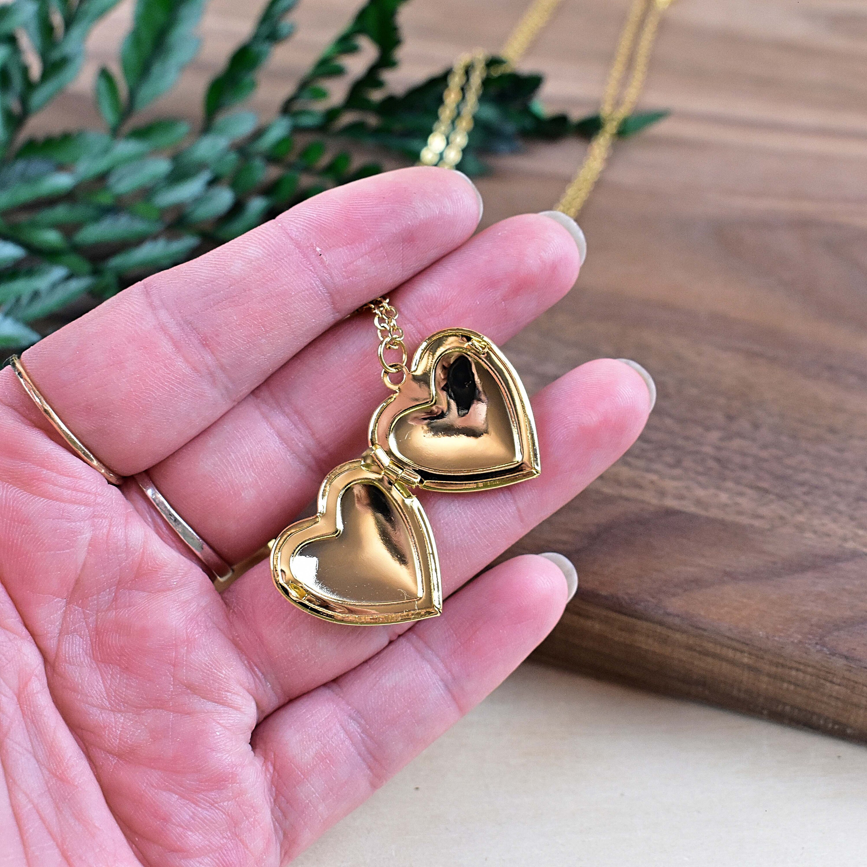 Large Heart Locket Necklace Gold Locket Layering Necklace Etsy