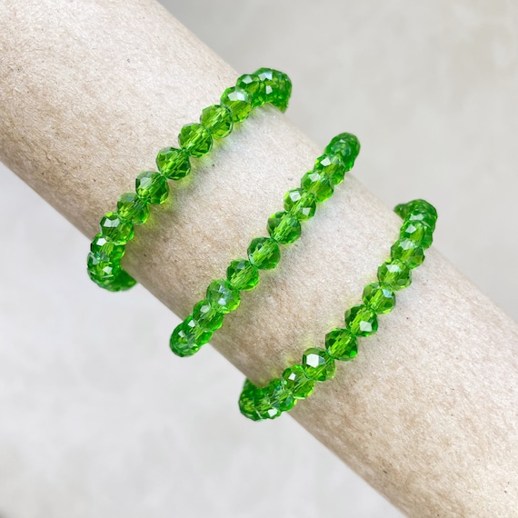 Gloria// Translucent Green Crystal Beaded Bracelet (EPJ-BSBB12-TG)