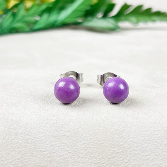 Silver 8mm Sugilite Orb Stud Earrings (EPJ-ERBA13-SU)