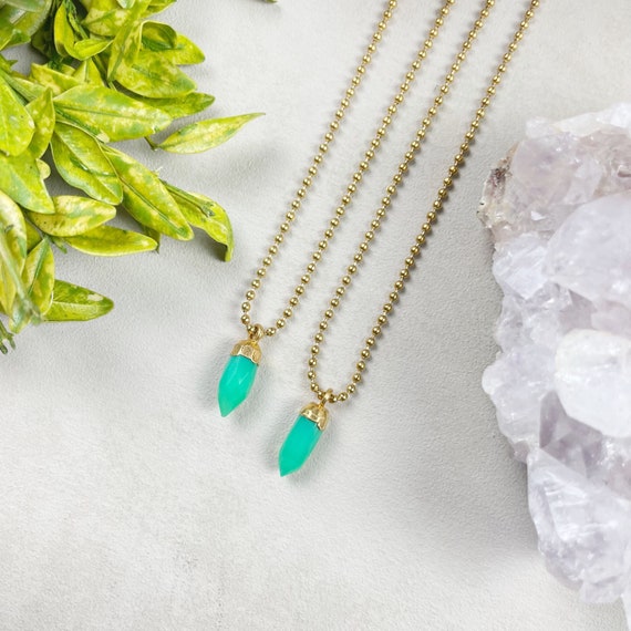 Gold Chrysoprase Mini Spike Necklace (EPJ-NAAE30)