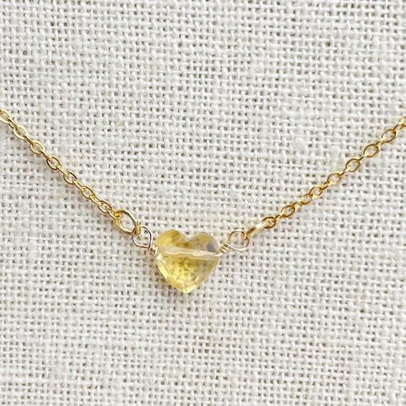 Citrine Faceted Heart Delicate Necklace (EPJ-NAAE37-CT)