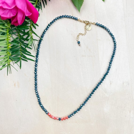 Autumn Mia// Harvest Crystal Beaded Delicate Necklace (EPJ-NSBA11-HV)