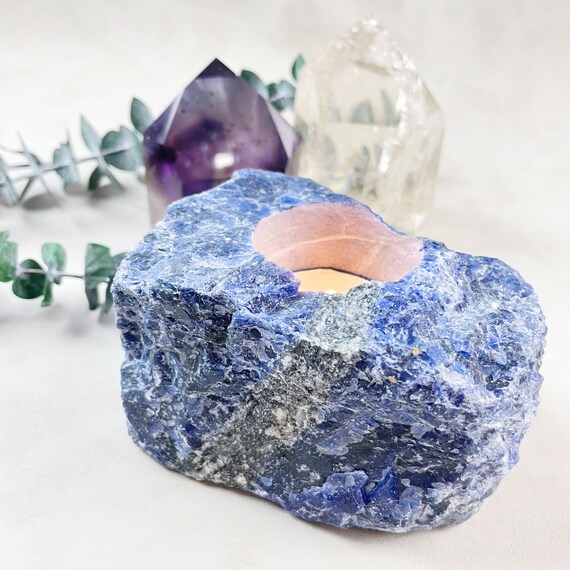 Rough Sodalite Chunk Candle Holder (EPJ-HDDA16-9)