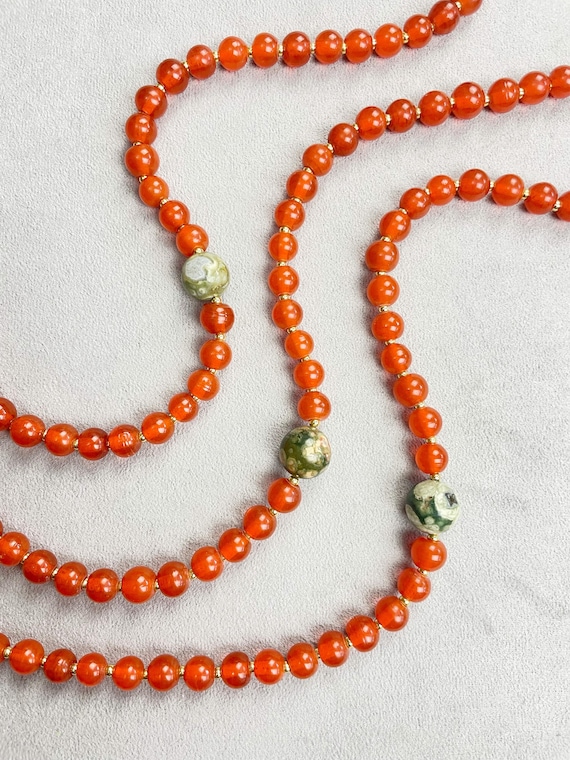 Orange Grove// Rhyolite Orange Vintage Glass Beaded Necklace (EPJ-NSE12)