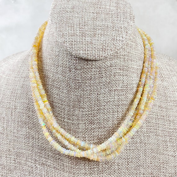 Igni// Yellow Fire Opal Heishi Beaded Necklace (EPJ-NSBB14-YW)