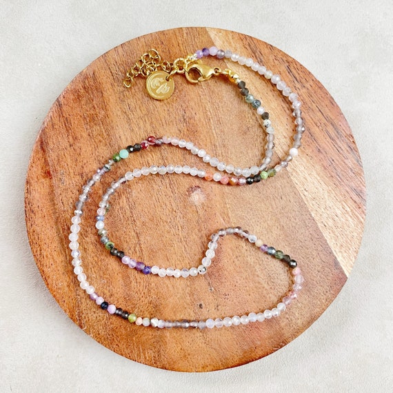 Etus// Prism Gemstone Beaded Necklace (EPJ-NSBB19-PR)