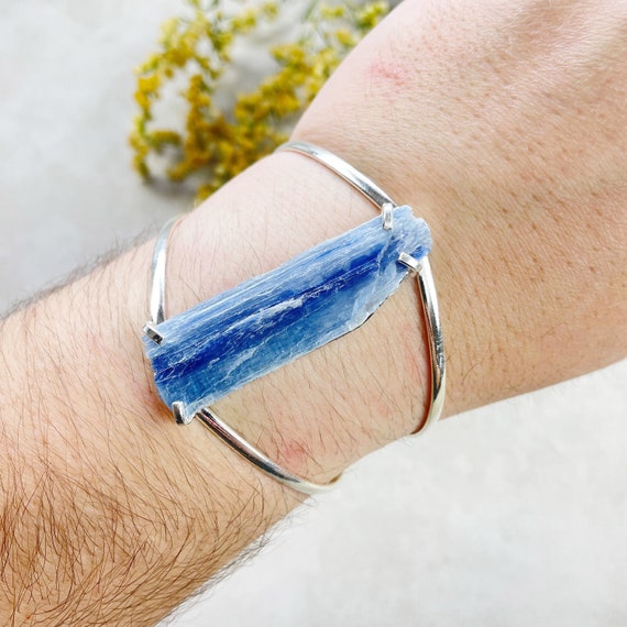 Silver Blue Kyanite Arc Cuff Bracelet (EPJ-BCCA27-1)