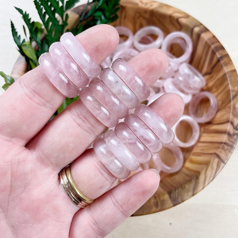 Rose Quartz 6mm Band Ring-FRAGILE Please Read Description image 9
