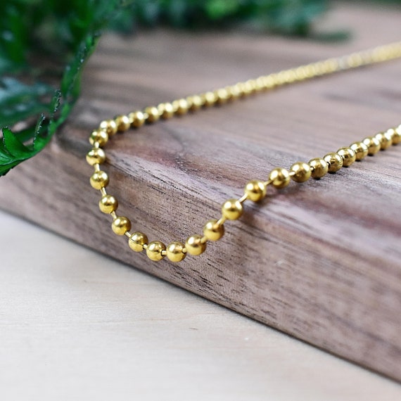 Gold Stainless Steel Ball Chain Choker Necklace, Gold Chain Choker, Statement Necklace (EPJ-N208CAA15)