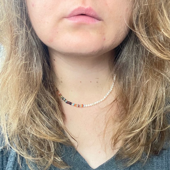 Perla// Pearl Multi Gemstone Beaded Necklace (EPJ-NSBB12)