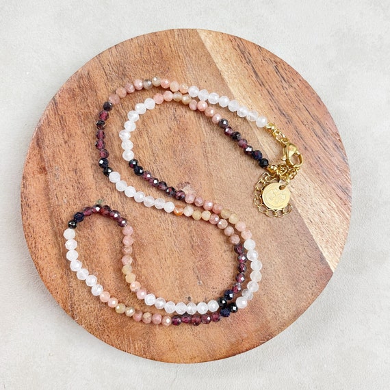 Etus// Blush Gemstone Beaded Necklace (EPJ-NSBB19-BH)