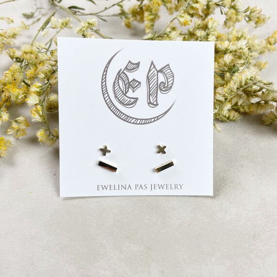 Gold Stainless Steel X Bar Stud Earring Pack (EPJ-EM10-XB)