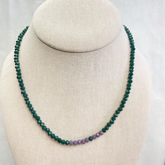 Mia// Plum Beaded Delicate Necklace (EPJ-NSBA11-PM)