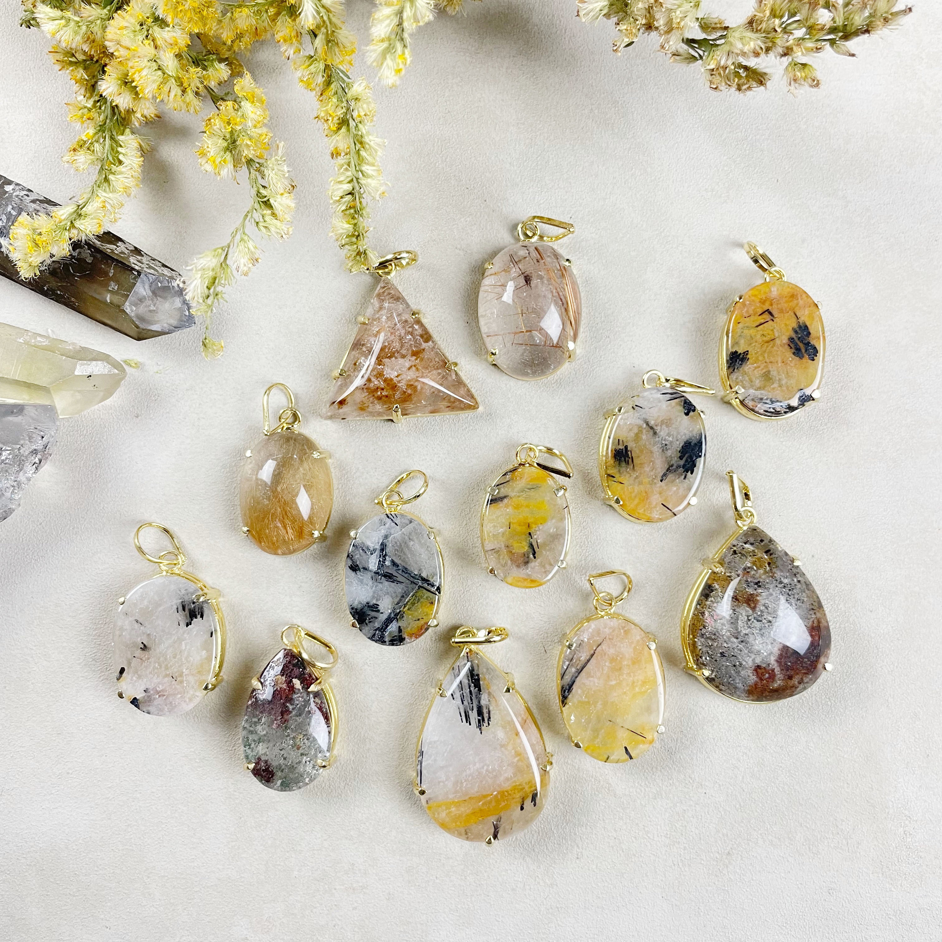 Gold Included Quartz Cabochon Prong Necklace EPJ-NA25-12 - Etsy Gold Included Quartz Cabochon Prong Necklace EPJ-NA25-12 - Etsy