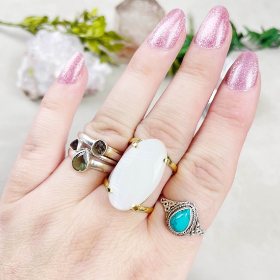 Gold Mother of Pearl Statement Arc Ring (EPJ-RSB29-4)