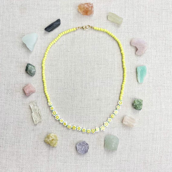 Bloomie/// Banana Daisy Beaded Layering Necklace (EPJ-NSB55-BN)