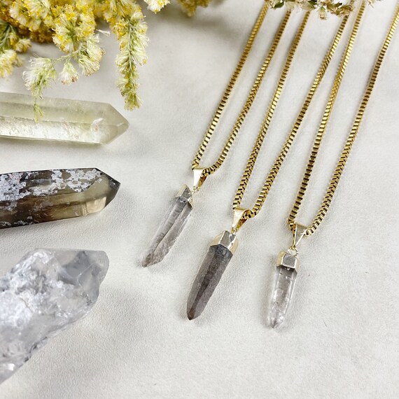 Gold Small Smoky Quartz Point Necklace (EPJ-NA28)