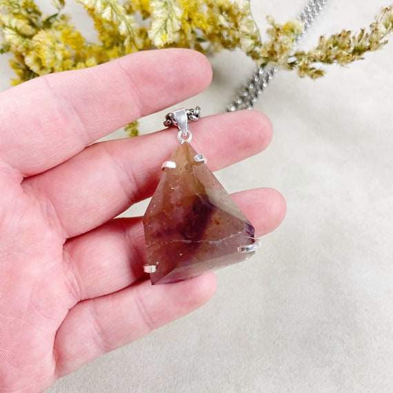 Silver Dreamcoat Amethyst Chunky Prong Necklace (EPJ-NA24-4)
