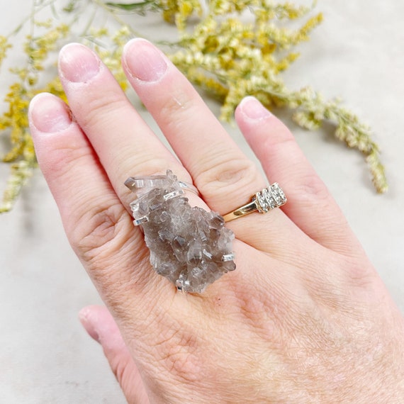 Silver Smoky Cluster Statement Arc Ring (EPJ-RA15-1)