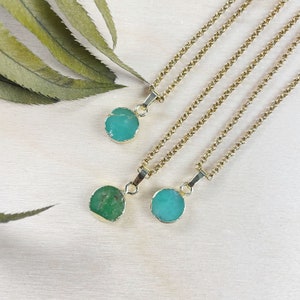 Gold Chrysoprase Coin Necklace: Layering Pendant