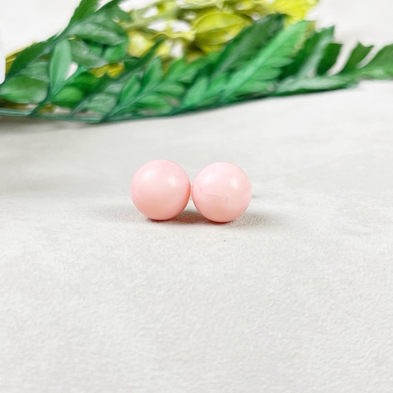 Silver 8mm Pink Coral Orb Stud Earrings (EPJ-ERBA10-PC)