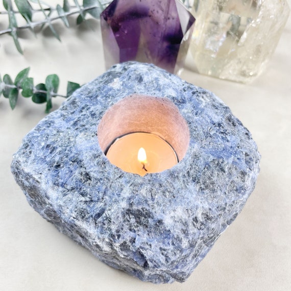 Rough Sodalite Chunk Candle Holder (EPJ-HDDA16-7)