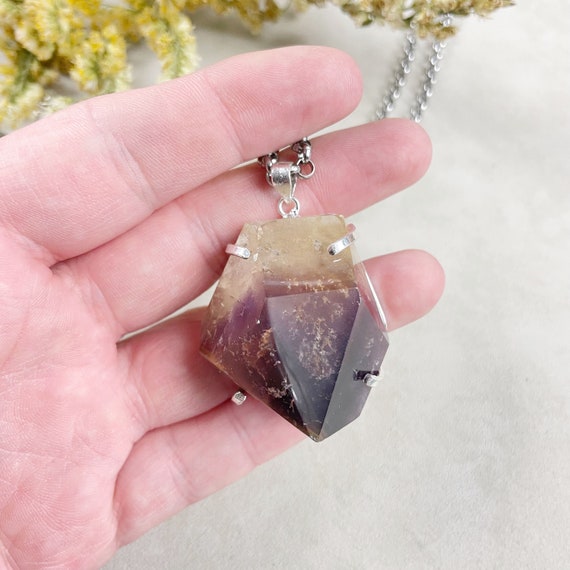 Silver Dreamcoat Amethyst Chunky Prong Necklace (EPJ-NA24-10)