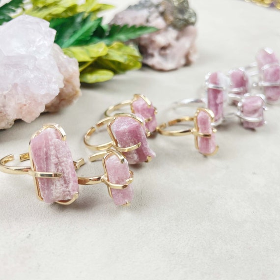 Raw Pink Tourmaline Simple Ring (EPJ-RAD26)