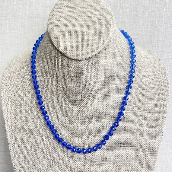 Barb// Translucent Royal Blue Crystal Beaded Hand-knotted Necklace (EPJ-NSBA10-TRB)