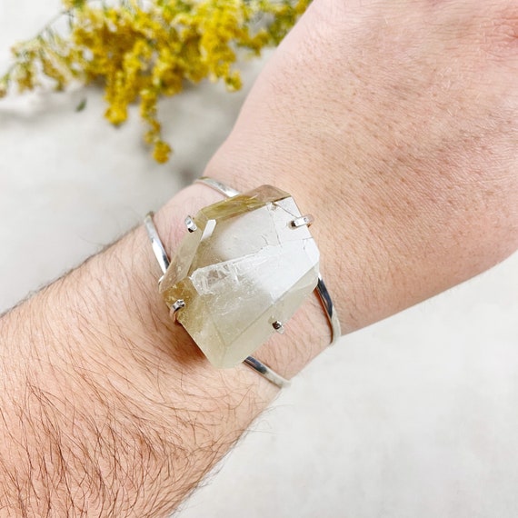 Silver Freeform Citrine Statement Cuff Bracelet (EPJ-BCCA22-2)