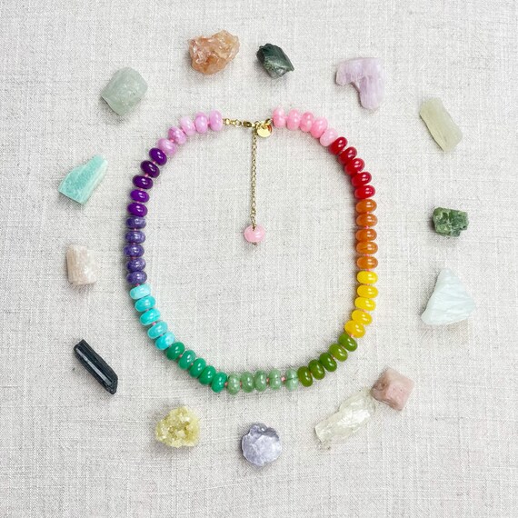 Color-block Multi Jade 10mm Hand Knotted Beaded Necklace (EPJ-NSBA27-CB)