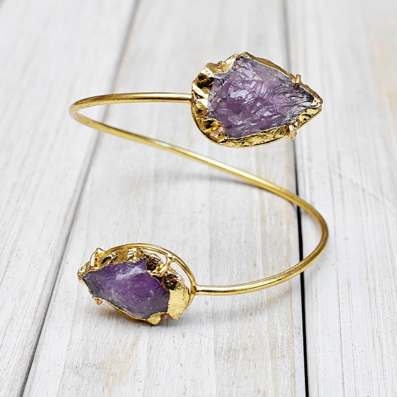 Birthstone for February Amethyst Pyrite Cuff.